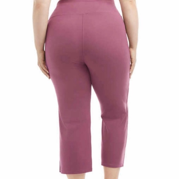 Jockey Ladies Yoga Capri Cropped Slit Flare Stretch Pant Mauve/Nocturne Size XL - Picture 3 of 5